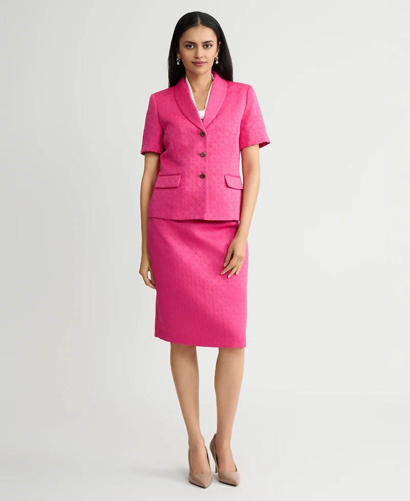 Kasper Women's Circle Jacquard Short-Sleeve Blazer, Regular & Petite