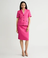 Kasper Women's Circle Jacquard Short-Sleeve Blazer, Regular & Petite