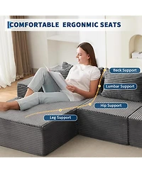 gaomon 106" Cloud Sectional Sofa with Chaise, Memory Foam Modular Couch, Right Facing, No Assembly - Gray (plush corduroy fabric)