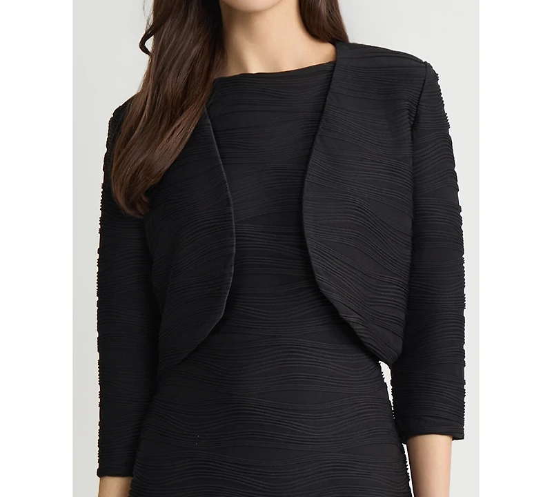 Kasper Women's Wave Knit 3/4-Sleeve Shrug, Regular & Petite