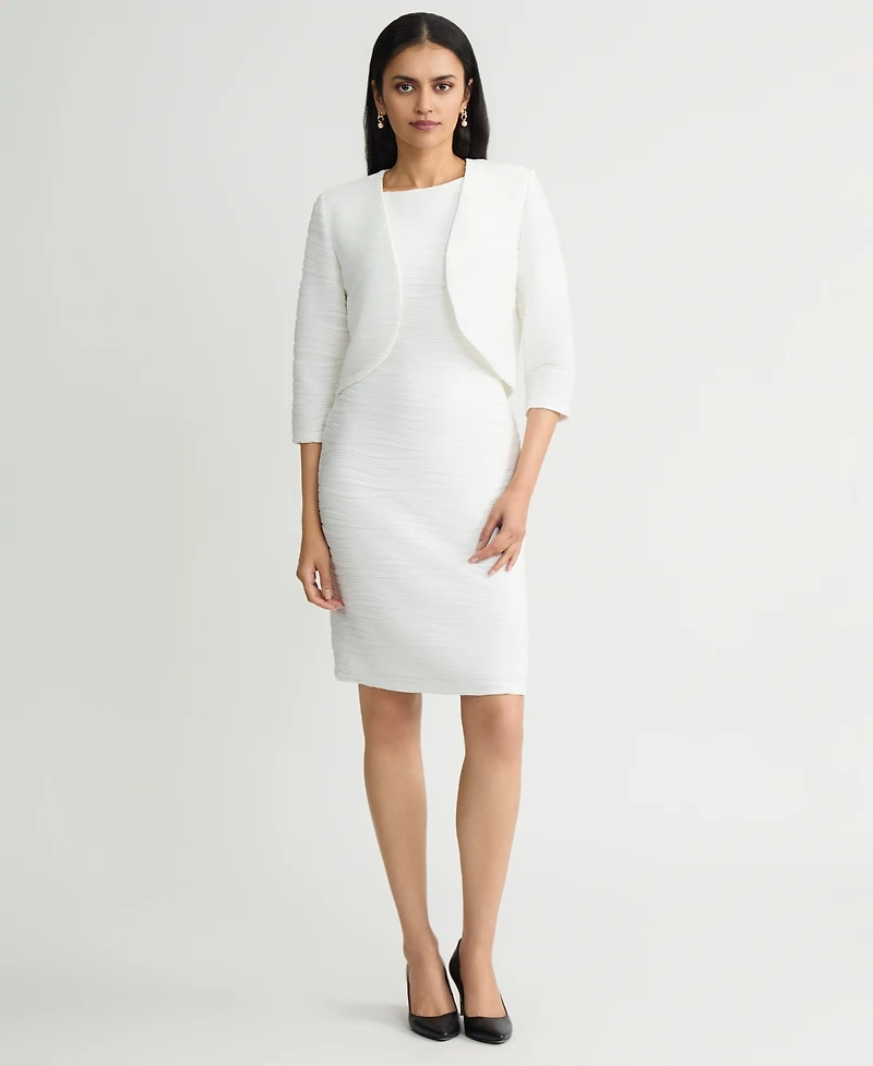 Kasper Women's Wave Knit 3/4-Sleeve Shrug, Regular & Petite