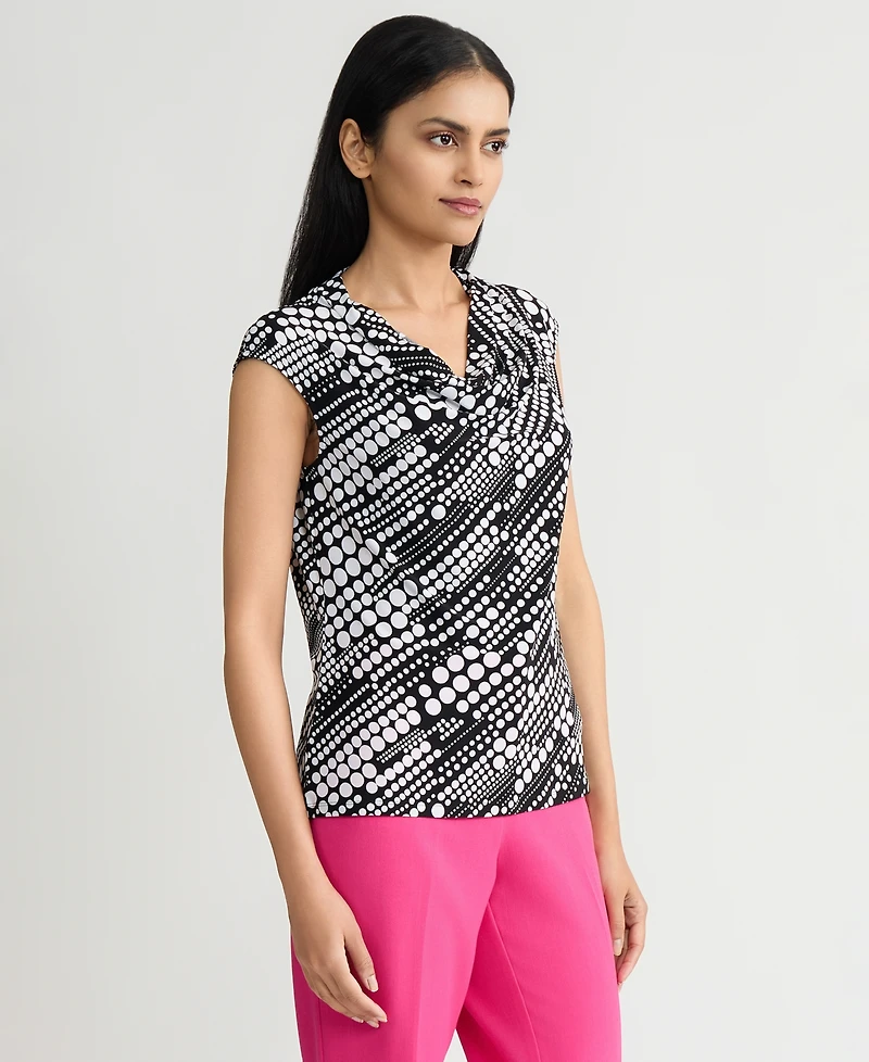 Kasper Women's Printed Cowlneck Top