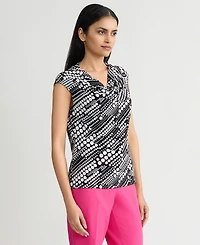 Kasper Women's Printed Cowlneck Top