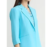 Kasper Women's Cuffed-Sleeve One-Button Blazer, Regular & Petite