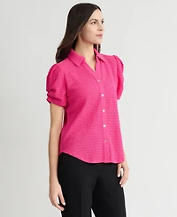 Kasper Women's Textured Collared Button-Front Blouse, Regular & Petite