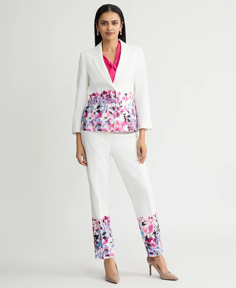 Kasper Women's Floral-Print Double-Button Blazer, Regular & Petite