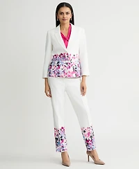 Kasper Women's Floral-Print Double-Button Blazer, Regular & Petite