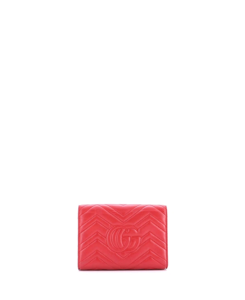 Pre-Owned Gucci Mini Gg Marmont Chain Wallet Matelasse Leather