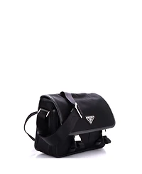 Pre-Owned Prada Medium Double Buckle Flap Messenger Bag Re-Nylon with Saffiano