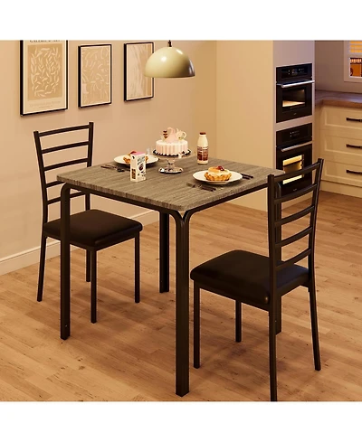 gaomon Dining Table for 2, Small Square kitchen Dinner Table Set for 2,Space Saving Wood Modern Dinette With Upholstered,Dining Room Furniture