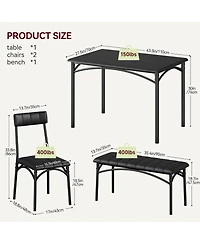 gaomon Dining Table Set for 4, Kitchen Table with Upholstered Bench and 2 Chairs, Kitchen Table and Chairs Set, for Small Space, Apartment