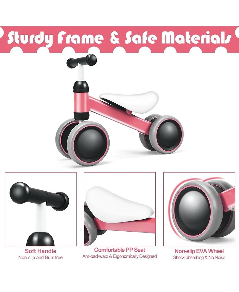 Hongge Baby Balance Bike for 2 Years Old Boys/Girls No Pedal 4 Wheels