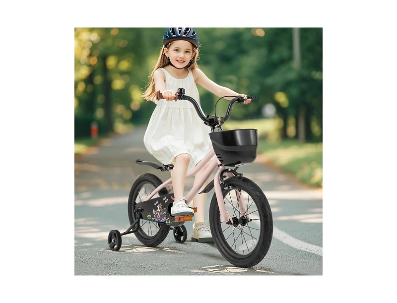 Hongge Kids Bike with Basket and Adjustable Handlebar