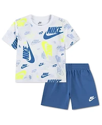 Nike Toddler Printed T-Shirt & Lightweight French Terry Shorts, 2 Piece Set