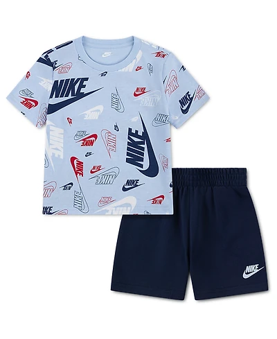 Nike Toddler Printed T-Shirt & Lightweight French Terry Shorts, 2 Piece Set