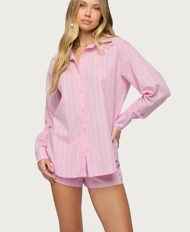 Edikted Women's Carmella Striped Oversized Shirt