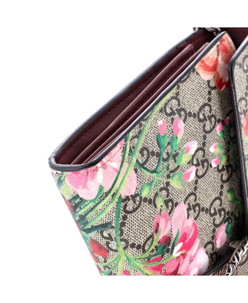 Pre-Owned Gucci Small Dionysus Chain Wallet Blooms Print Gg Coated Canvas