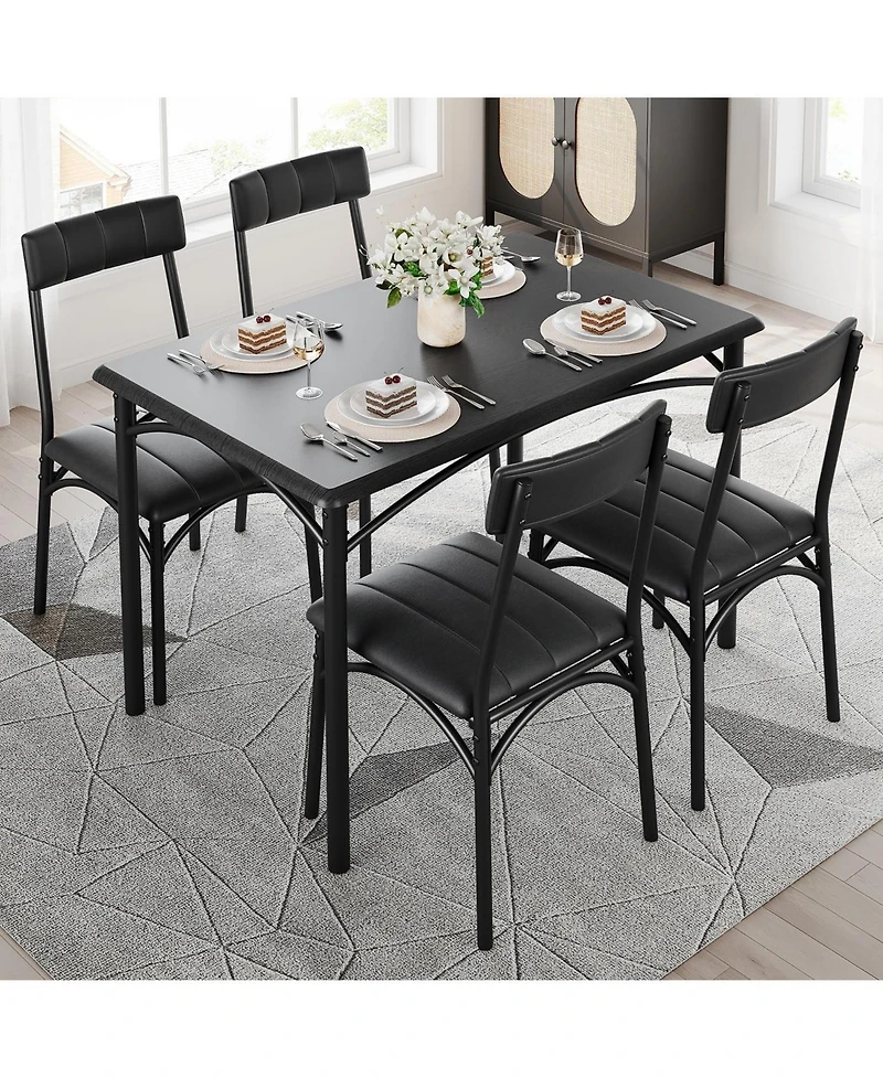 gaomon Kitchen Table and Chairs for 4, Rectangular Dining Set with Upholstered Chairs, Perfect for Small Spaces