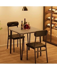 gaomon Dining Table for 2, Small Square kitchen Dinner Table Set for 2,Space Saving Wood Modern Dinette With Upholstered,Dining Room Furniture