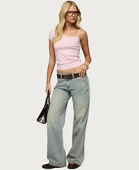 Edikted Women's Holly Low Rise Straight Leg Jeans