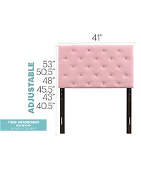 Flynama Twin Upholstered Headboard with Faux Jewel Tufting Adjustable Height 41 to 53 inch for Bedroom
