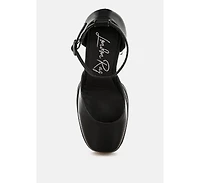 London Rag Women's Araminta Chunky Square Toe Buckled Heels