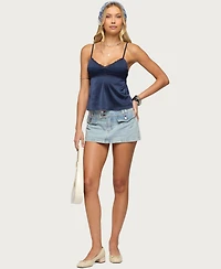 Edikted Womens Rae Denim Mini Skort