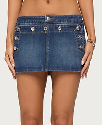 Edikted Women's Fridie Buttoned Denim Mini Skort