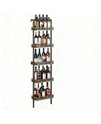 Yigii Wine Rack Bottles Wall Mounted Metal Wood Storage Shelf