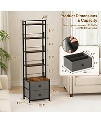 Yigii 5-Tier Organizer Shelf Adjustable Book Stoppers Fabric Drawers Living Room Office