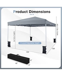 Gymax 10 x Ft Pop up Canopy Tent w/Carrying Bag 4 Sandbags 8 Stakes Wind Ropes