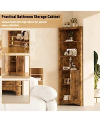 Yigii Corner Cabinet shelf with Fluted Door