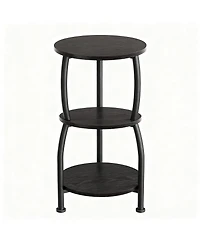 Yigii Small Round Side Table 3-Tier Storage Shelf Slim Sofa Nightstand