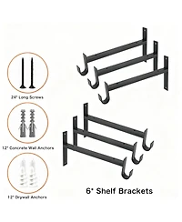 Yigii Closet Rod Bracket Shelf With Hook Wall Mounted 6 Pack