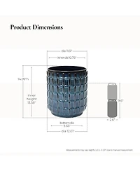 LuxenHome 14" Tall Ceramic Planter Pot for Indoor Outdoor Plants with Geometric Texture, Large Garden Plant Pots with Drainage Hole