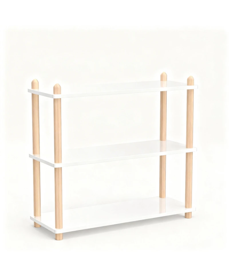 Yigii Wooden Shelf Bookcase Modern Open Storage Rack Free Standing Display Stand