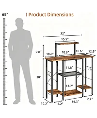 Yigii Bakers Rack with Power Outlet Coffee Bar 6 Tiers Microwave Shelve