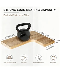 Yigii Floating Corner Shelves Wall Mounted Set of 2 Solid Wood Storage Display