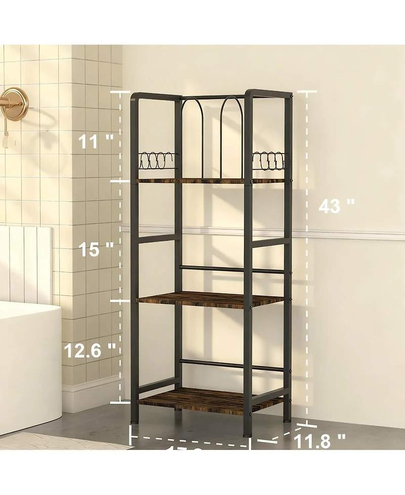Yigii Freestanding Towel Rack 3-Tier Metal Shelf U-Shaped Dividers Hooks Bathroom