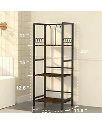 Yigii Freestanding Towel Rack 3-Tier Metal Shelf U-Shaped Dividers Hooks Bathroom