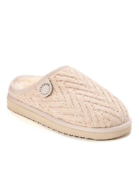 Dearfoams Women's Greta Genuine Shearling Knit Clog Slipper