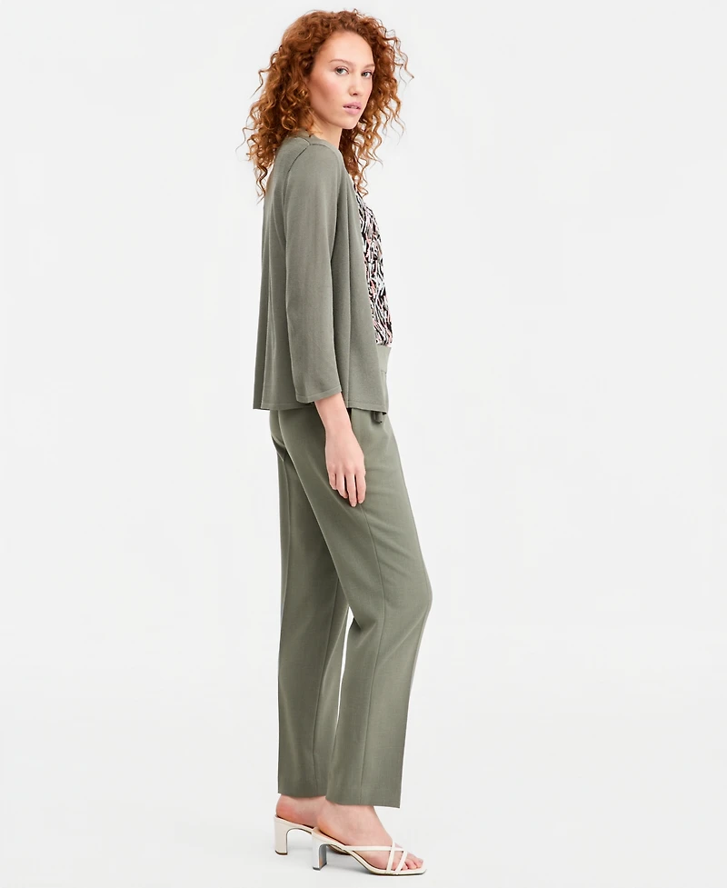 Kasper Petite Mid Rise Straight-Leg Pants