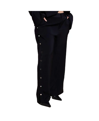 Eloquii Women's Plus Snap Detail Wide Leg Trouser