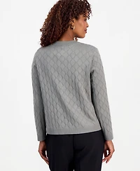 Kasper Women's Kiss-Front Diamond Stitch Cardigan