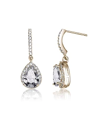 Sterling Silver White Gold Plated Cubic Zirconia Teardrop Earrings