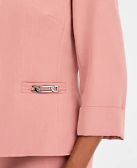 Kasper Women's Cuffed 3/4-Sleeve Collarless Jacket