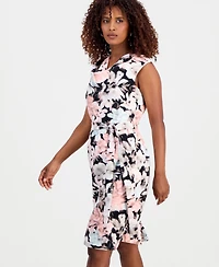 Kasper Petite Sleeveless Cowl Neck Sheath Dress