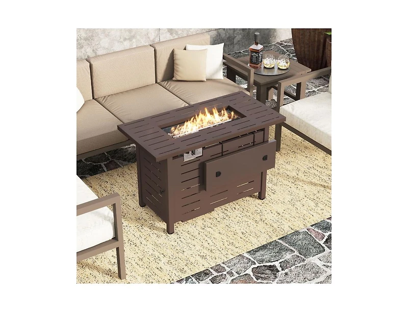Slickblue 40 Inch Outdoor Propane Fire Pit Table with Lava Rocks