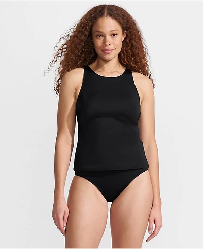 Lands' End Women's D-Cup Tugless High Neck Strappy Back Tankini Swimsuit Top