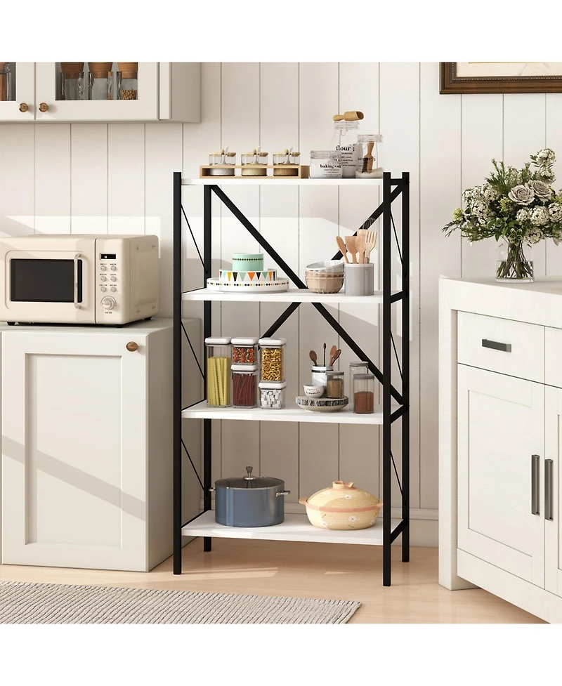 Slickblue Heavy Duty 4 Tier Bookshelf with Metal Frame Storage Unit